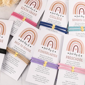 First Day of Kindergarten, First Day of School Bracelet, Mom and Me Bracelets,Back to School Gifts,Braided Bracelets, Parent Child Bracelets