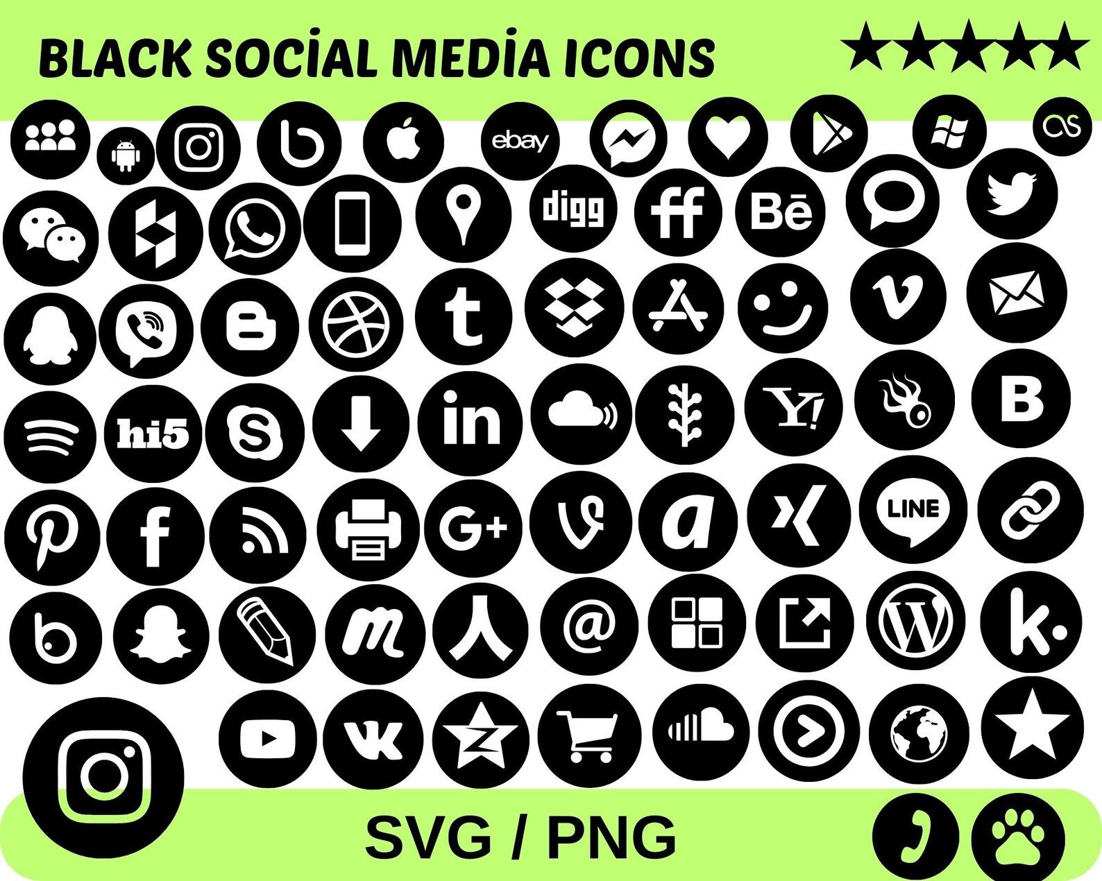 Black Social Media İcons, Social Media İcons, Svg Social Media İcon ...