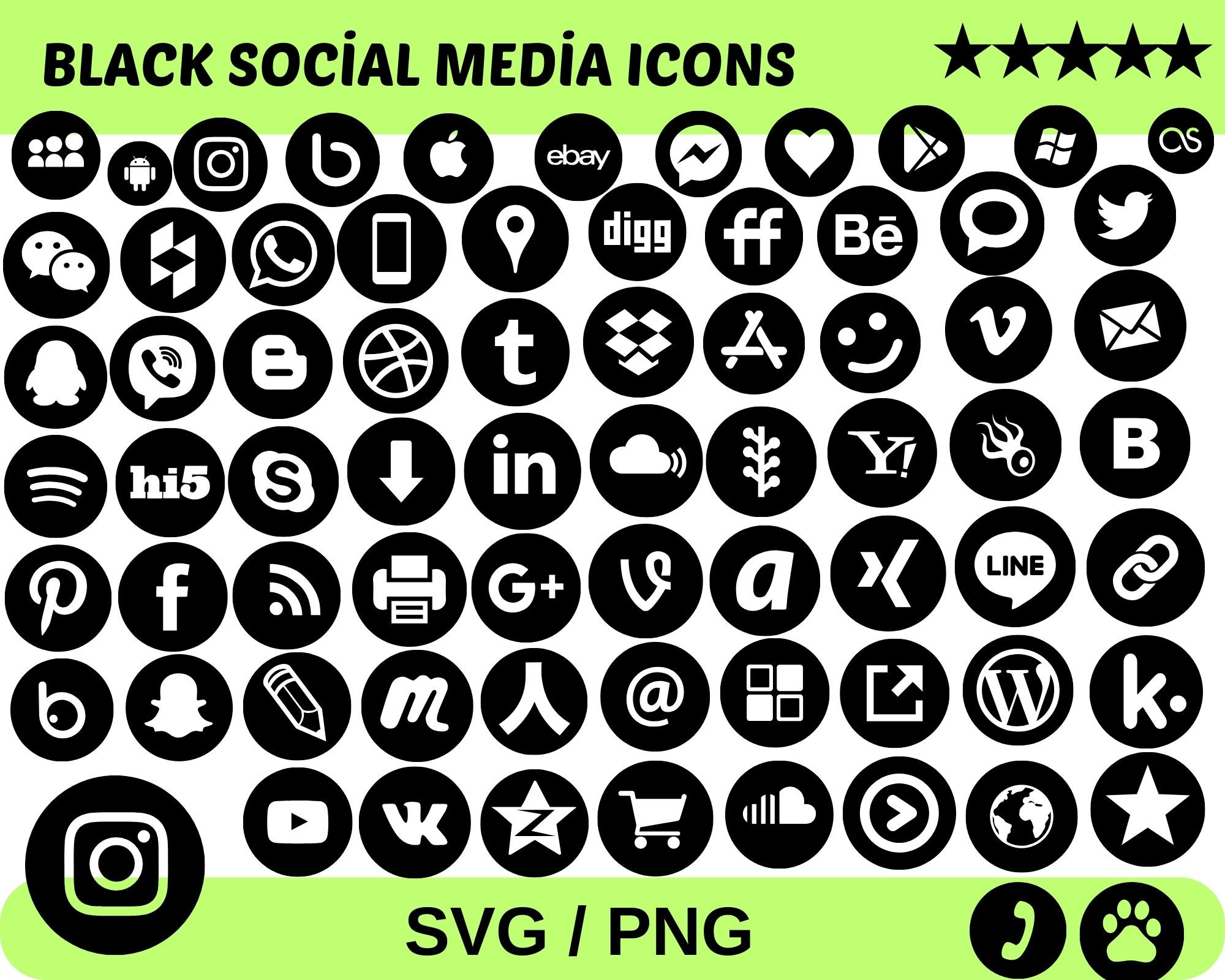 Black Social Media İcons, Social Media İcons, Svg Social Media İcon