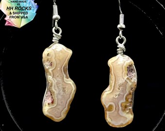 Malawi Agate Earrings - Handmade in Colorado - 25-377