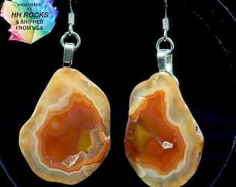Malawi Agate Earrings - Handmade in Colorado - 25-374