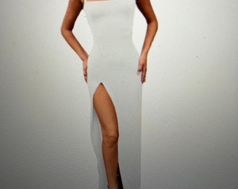 Primoda women's spaghetti strap backless high slit bodycon maxi long dress