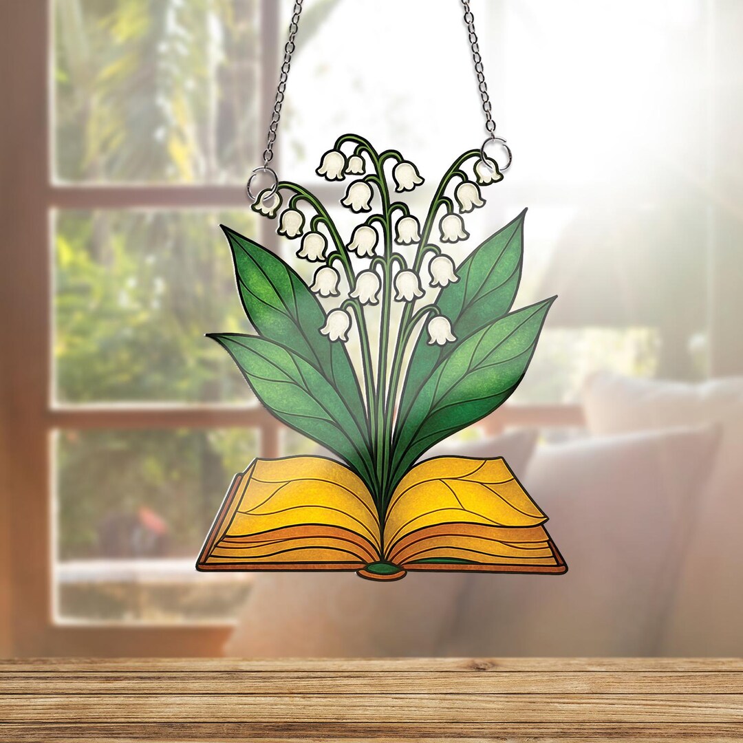 Lily of the Valley Book ACRYLIC Window Hanging, Floral Window Hanging ...