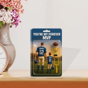 Placa de acrílico personalizada para pai e filho de futebol, presente para marido, dia dos pais com troféu, bola e trave, lembrança do dia dos pais