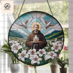 St. Francis Suncatcher: Glass Window Hanging, Christian Gift