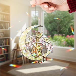 Bengal Cat Angel Hologram Suncatcher: Celestial Pet Memorial