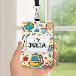 Personalisierter Lehrer-Ausweishalter, benutzerdefinierter Namens-Lanyard für Lehrer, süßes Geschenk für den Schulanfang, Ausweishalter mit Clip