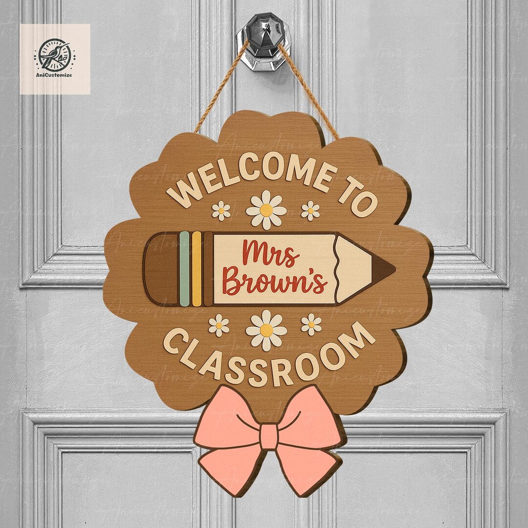 Personalized Welcome to Classroom Door Sign – Custom Teacher Name With ...