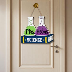 Personalized Science Teacher Door Sign: Custom Beaker Classroom Decor ...