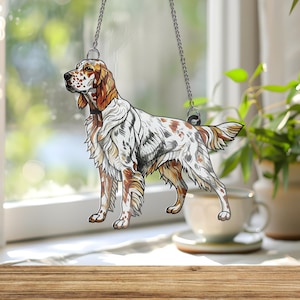 English Setter ACRYLIC Window Hanging, Dog Mom Gift, Bird Dog Decor, Gift for Dog Lovers, Hunting Dog Window Art, Gift For Dad