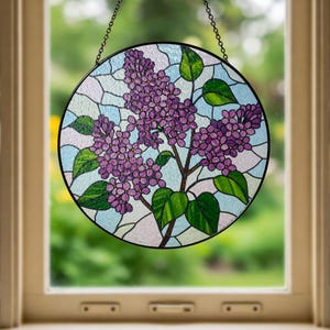 Sonnenfänger: Lila Blumen Glas Fensterschmuck