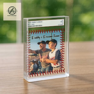 Baseball Dad Acrylic Plaque, prezent na Dzień Ojca, spersonalizowana karta baseballowa, wymarzona drużyna taty, prezent dla fana sportu, spersonalizowana pamiątka