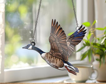 Flying Canada Goose Acrylic Window Hanging: Bird Wall Art