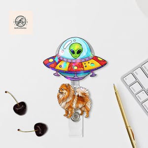 Bobine d'insigne d'hologramme de Poméranie d'enlèvement d'OVNI, insigne de vaisseau spatial, cadeau de support d'identification d'IA, cadeau d'amant de Poméranie, cadeau drôle d'infirmière, cadeau de collègue