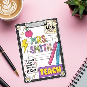 Personalized Teacher Clipboard, teacher Composition Notebook Clipart, Teacher Acrylic Clipboard, Teacher Gifts, Teacher School Supplies
