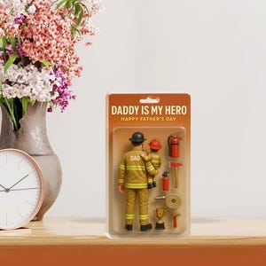 Personalisierte Feuerwehrmann Dad 2D FLAT ACRYLIC Plaque, Vatertagsgeschenk für Feuerwehrmann, Feuerwehrmann Dad Geschenk, Geschenk für Mann, alles Gute zum Vatertag