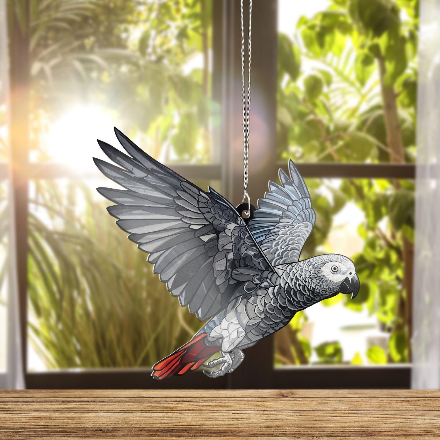African Grey Parrot Acrylic Window Hanging: Bird Lover Decor - Etsy