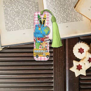 Cute Teacher Bookmark, Back to School Gift for Book Lovers, School Supplies Design, Tassel Bookmark, Classroom Reading Accessory