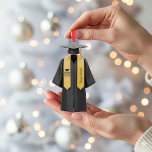 Graduation Cap and Gown Ornament – Personalized Graduate Name & Year Keepsake Gift