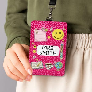 Personalized Teacher Name Badge Holder, Cute Classroom Lanyard ID Tag, Back to School Gift for Teachers, Teachers Badge Reel, School Lanyard