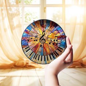 Music Teacher GLASS Suncatcher, Music Teacher Gift Idea, Teacher Appreciation, Music Clef Suncatcher, Music Note, Piano Gift, Pianist Gift