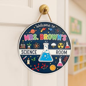 Personalized Science Room Sign, 2 Layer Teacher Door Decor, Custom ...