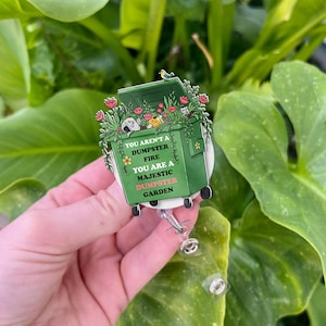 It&#39;s Fine Dumpster Fire Badge Reel: Floral Motivation Quote