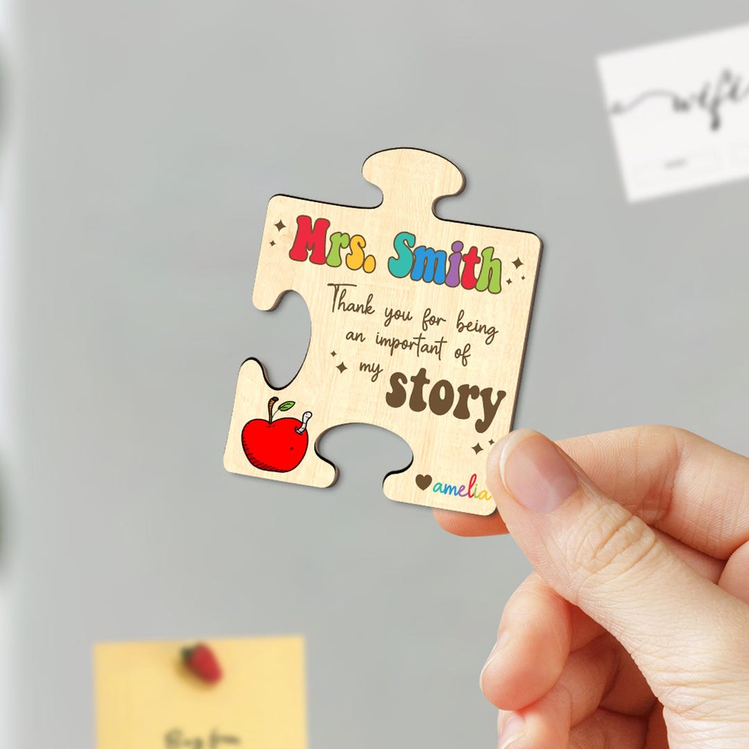 Personalized Teacher Puzzle Piece Magnet, Teacher Thank You Gift,thank ...