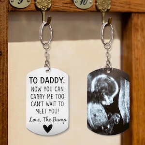Custom Ultrasound Photo Keychain, To Daddy From Bump, Dad To Be Gift, Pregnancy Announcement Keepsake, First Time Dad Gift