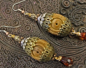 Bohemian Festival Earrings, large and intricate. Free shipping.