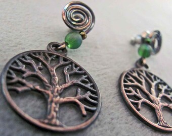 Late Autumn Tree ... Earrings in Copper and Sterling Silver.