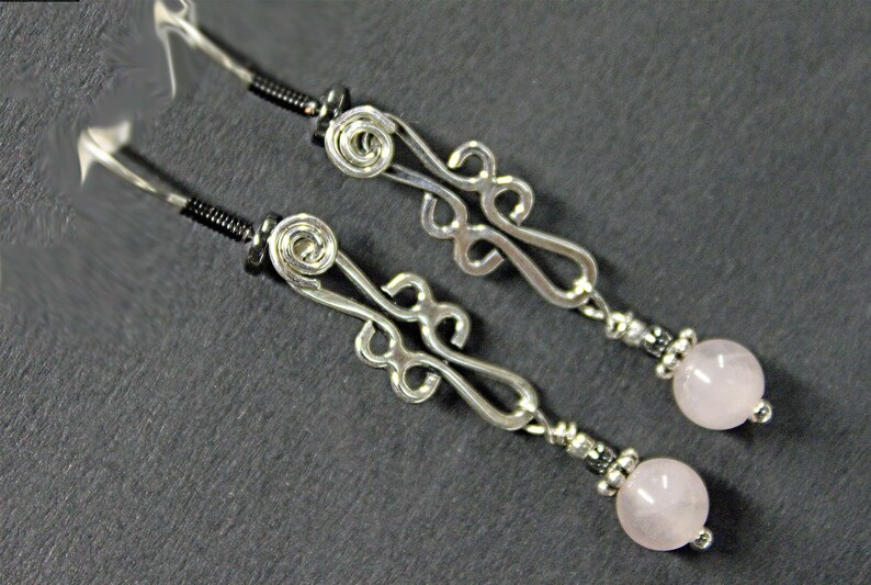 Montana Agate, with Rose Quartz and Hematite, Sterling Silver Necklace. Hand made in our Michigan Studio. image 7