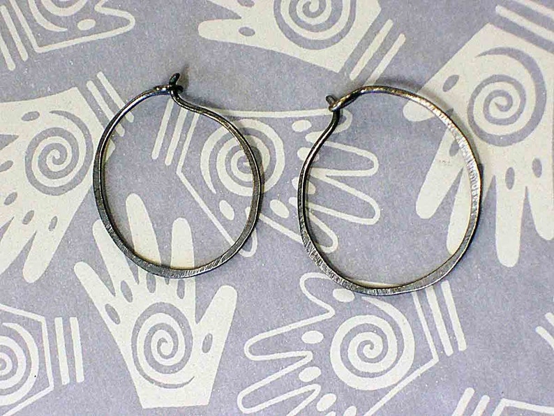 Simple Circle ... Hoop Earrings in Rustic or Shine your choice hand made in Sterling Silver image 2