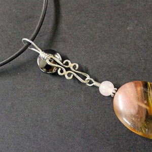 Montana Agate, with Rose Quartz and Hematite, Sterling Silver Necklace. Hand made in our Michigan Studio. image 5