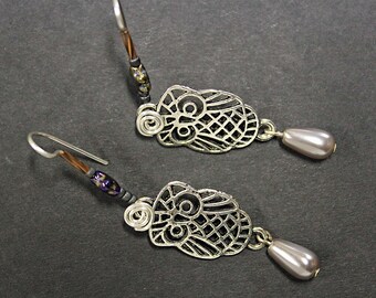 Mystical Old Owl... watches the night in peace and calm.  Handcrafted earrings, made in Michigan.