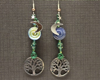 New Moon, Full Moon Earrings of our Night Sky... Goddess Ritual Jewelry,  handmade in Michigan.