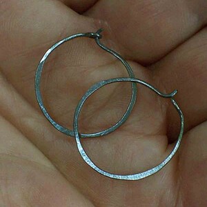 Simple Circle ... Hoop Earrings in Rustic or Shine your choice hand made in Sterling Silver image 4