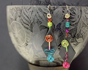 Colorful Fun Earrings. Handmade in Michigan.