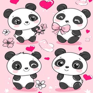 Filhotes de panda fofos em tantas poses, diversão e risadas para cartões, convites e decoração, animais para lembrancinhas de festa infantil, imagens PNG