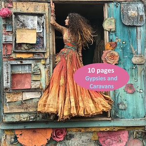 Imágenes prediseñadas de gitanos y sus caravanas, recuerdos, imágenes imprimibles para diarios basura, páginas de descarga instantánea