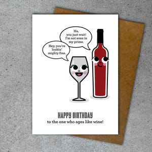 Grappige verjaardagskaart, In Your Prime, Aging Like a Fine Wine, afdrukbare verjaardagskaart, oud worden verjaardagskaart, wijnkaart, digitale download