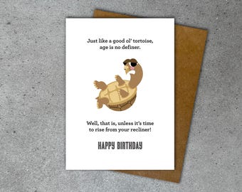 Carte d'anniversaire drôle sur le fait de vieillir, tortue, fauteuil inclinable, carte d'anniversaire imprimable, vieille carte d'anniversaire, carte tortue, téléchargement numérique, tort