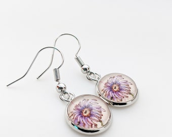 Aster September Flower Drop Earring Set