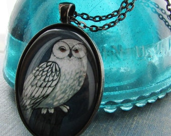 Owl Necklace, Snowy Owl Spirit Animal, Original Owl Art, Gift for Friend, Birthday Gift for Woman