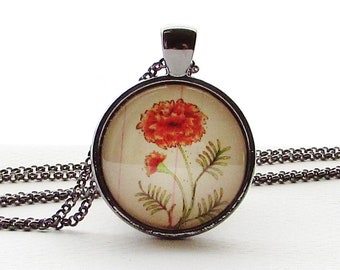 October Birthday Month Flower Pendant - Marigold - Floral Pendant - Mothers Day Gift - Birthday Gift for Woman - Friend - Flower Necklace