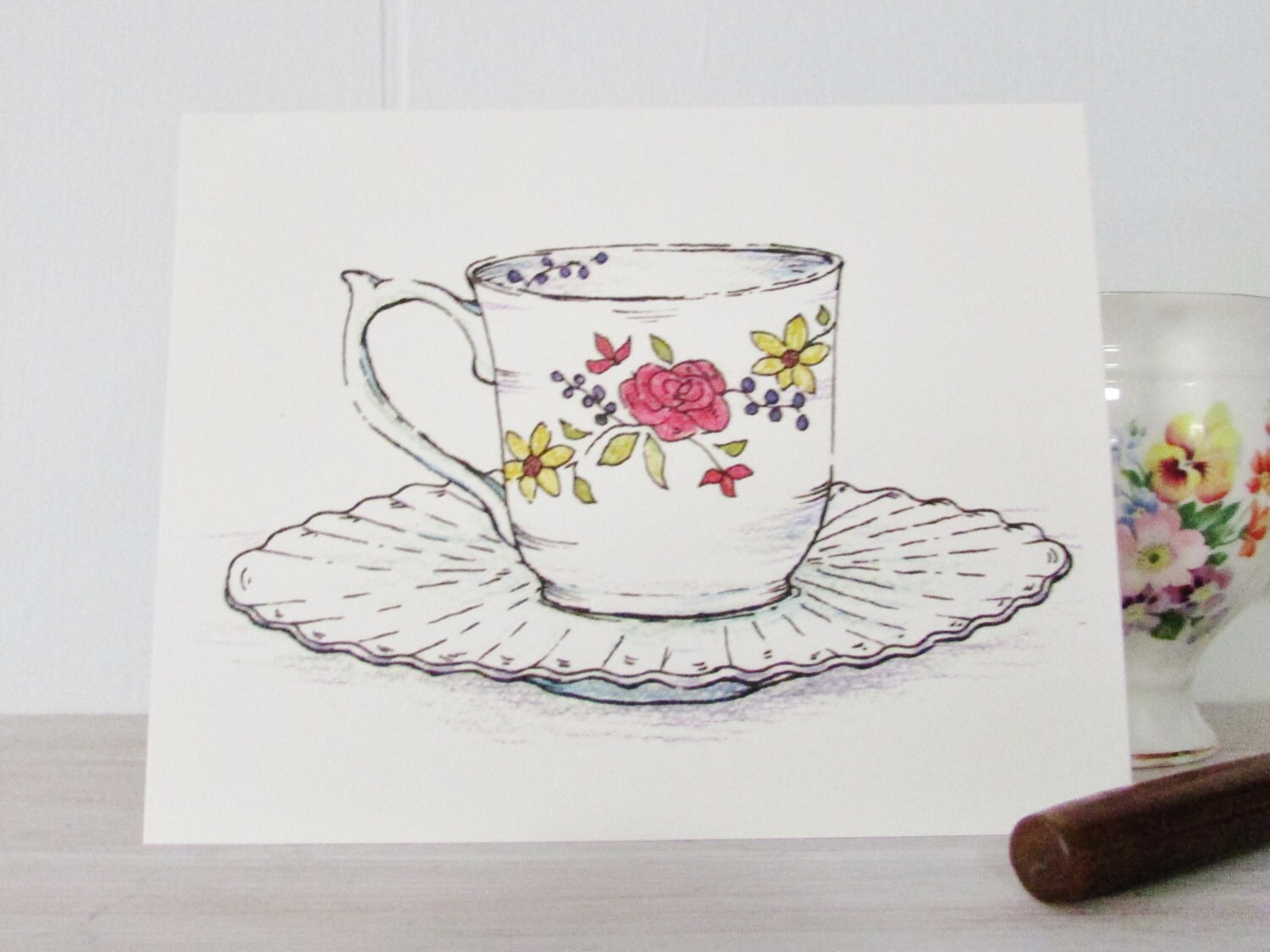 Tea Cup Note Cards With Envelopes Assorted Tea Cups Tea Etsy