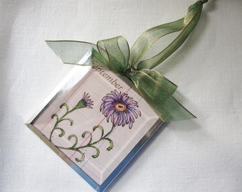 September Birth Month Flower - Aster - Ornament - Birthday Gift - Gift for Mom - Gift for Teacher - Friend Birthday Gift - Floral Art