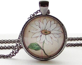 April - Birth Month Flower - Daisy - Pendant - Necklace - April Birthday - Mothers Day Gift - Daisy Necklace - Bridesmaids FlowergirlsGift