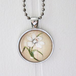 December Birth Month Flower Necklace Narcissus Flower Pendant 25 mm Round Glass Pendant Birthday Gift for Friend Mother's Day Gift image 8