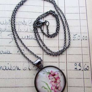 August Flower of the Month Necklace Pink Gladiolus image 7